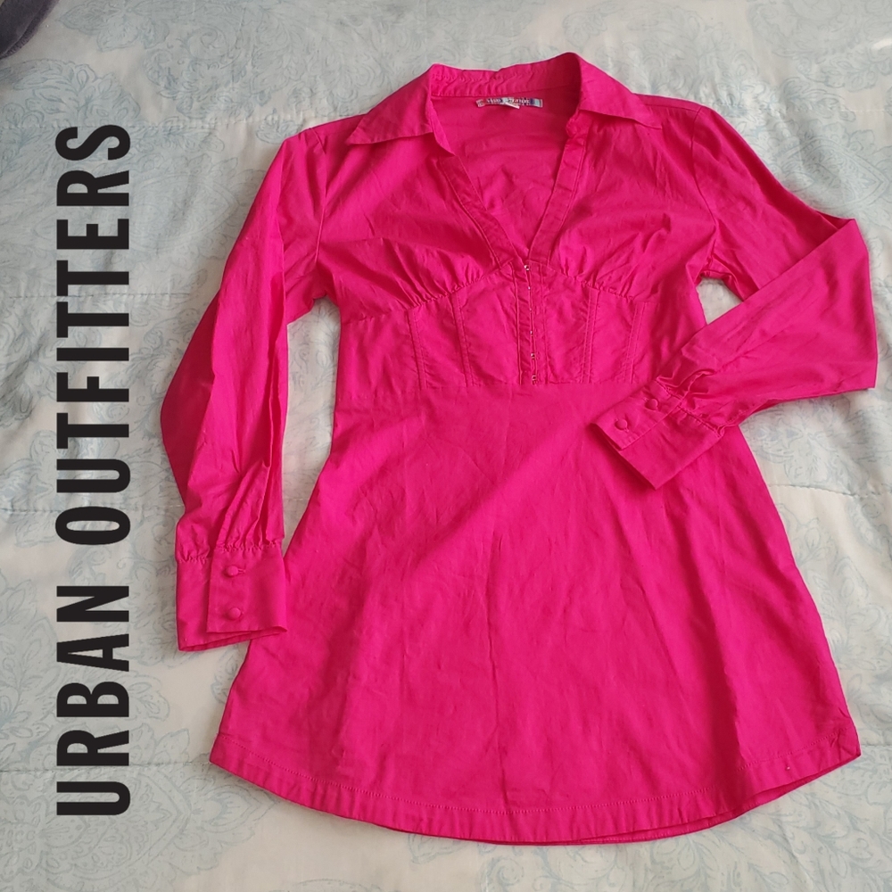Urban Outfitters Phoebe Long Sleeve Mini Dress NWOT Chic Pink